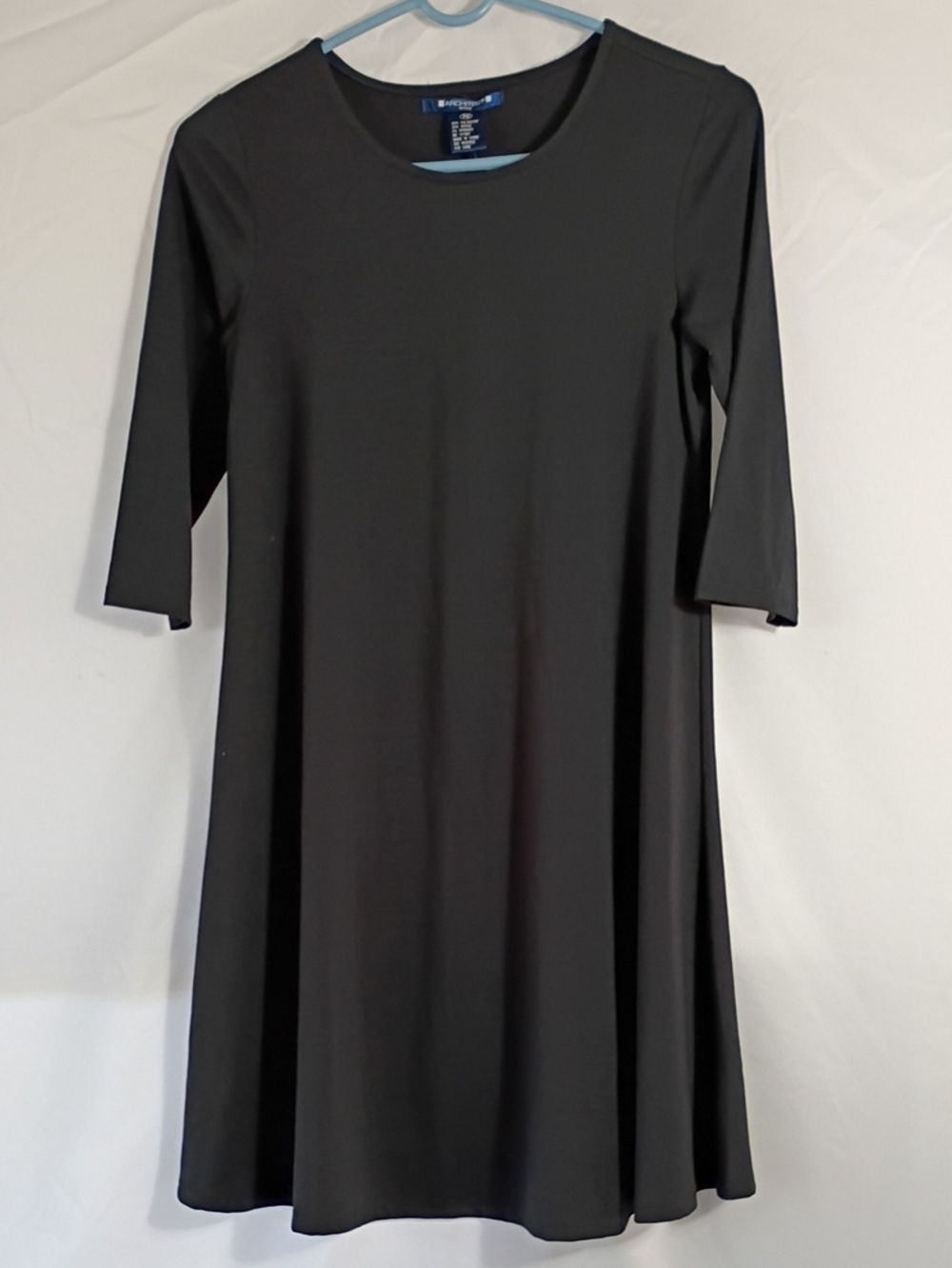 NWT Architect Petites Black 3/4 Sleeve A-line Swing Dress Womens Size PS Fall